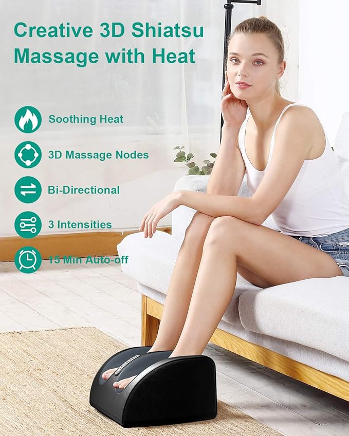 Shiatsu Foot Massager with Heat, FSA Eligible HSA Foot Massager for Foot Massage and Calf Massage, Foot and Calf Massager with Roller, Gifts for Mom & Dad, Valentines Day Gifts
