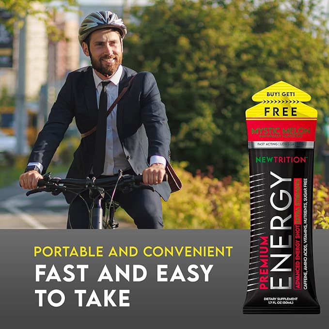 NewTrition® Extra Strength Energy Shots 1.7 fl oz - 250mg Caffeine with B Vitamins & Amino Acids, Sugar-Free Zero Calorie Vitamin Energy Drink for Focus & Endurance (Pack of 12, 4 Flavors - Mixed 1)