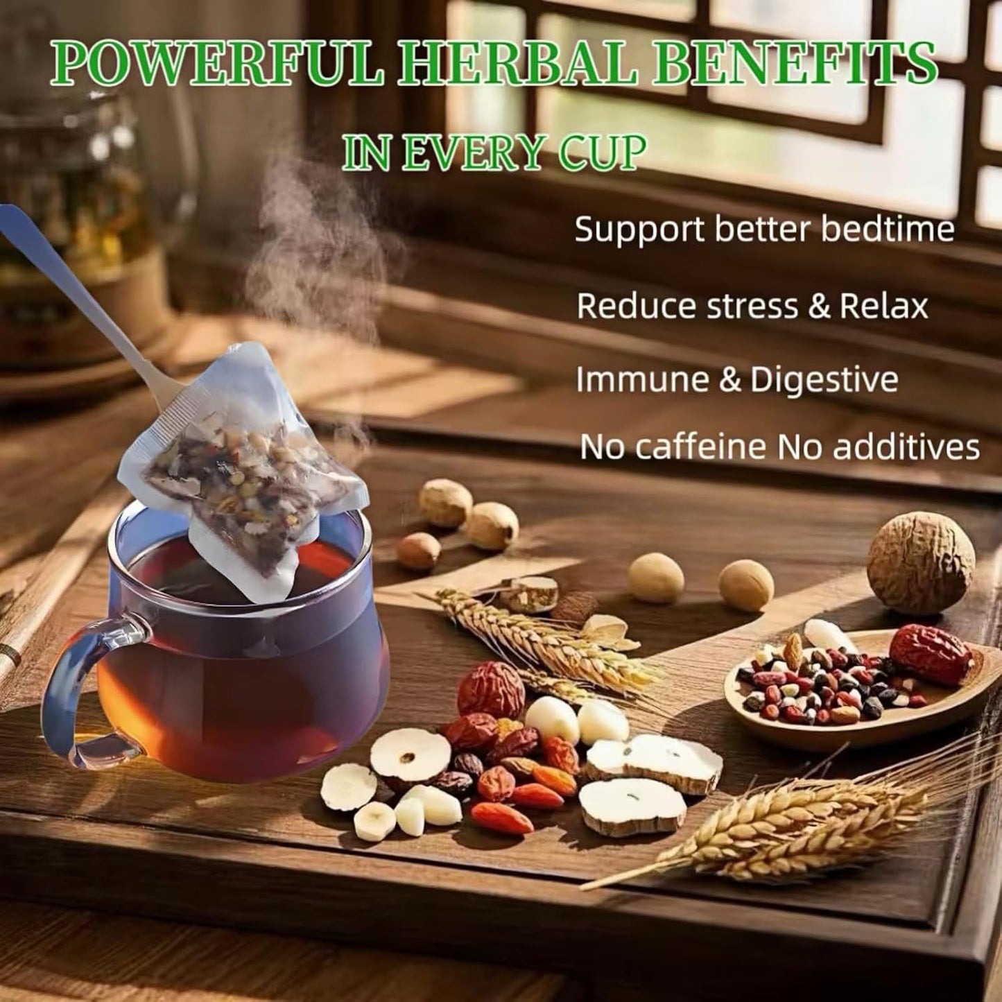 25 Organic Sleep Tea Bags for Bedtime,Chinese Barley Tea Blend 8 Premium Natural Herbs-Sour Jujube Seed,Goji berry, Jujube dates,Sleepytime Tea for Daily Wellness,Caffeine-Free, NON-GMO