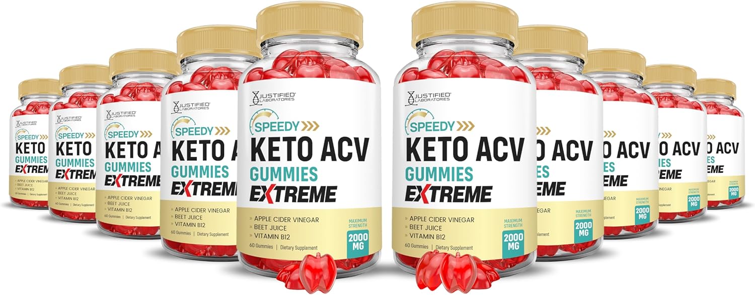 (10 Pack) Speedy Keto ACV Gummies Advanced Formula 1000MG Speedy Keto Gummies Apple Cider Vinegar Formulated with Pomegranate Beet Juice Powder B12 Vegan Non GMO 600 Gummys