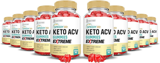 (10 Pack) Speedy Keto ACV Gummies Advanced Formula 1000MG Speedy Keto Gummies Apple Cider Vinegar Formulated with Pomegranate Beet Juice Powder B12 Vegan Non GMO 600 Gummys