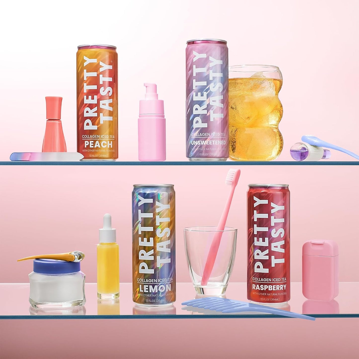 Pretty Tasty Radiance Collagen Tea - Beauty and Wellness - 10g Collagen Peptides Mix - (12 Pack) Variety