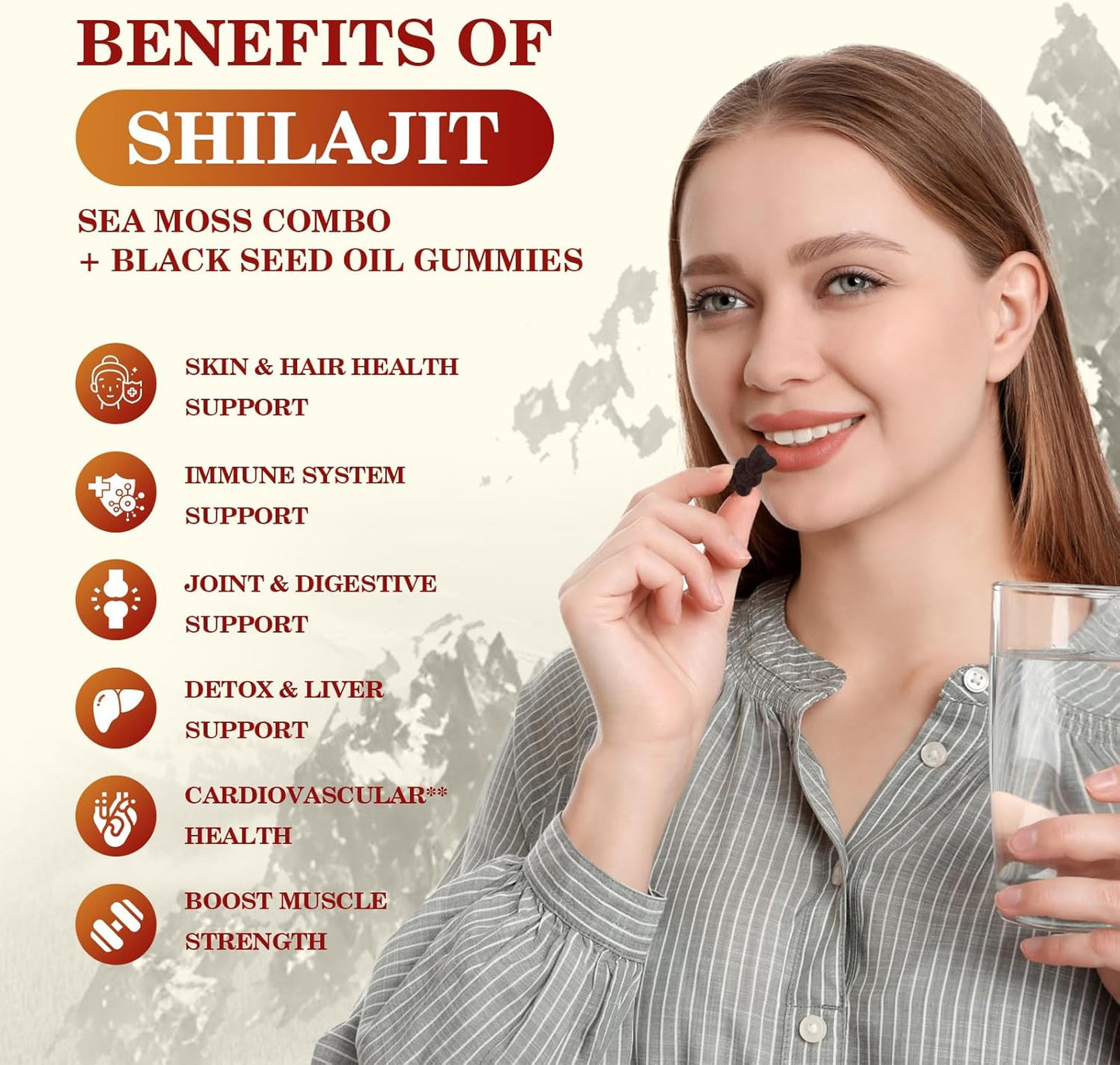 2Pack Shilajit Resin Gummies, Shilajit Sea Moss Supplement with Ashwagandha Ginger, Honey, Black Seed Oil, Panax Ginseng, Shilajit with 85+ Trace Minerals & Fulvic Acid for Energy, Digestion Health