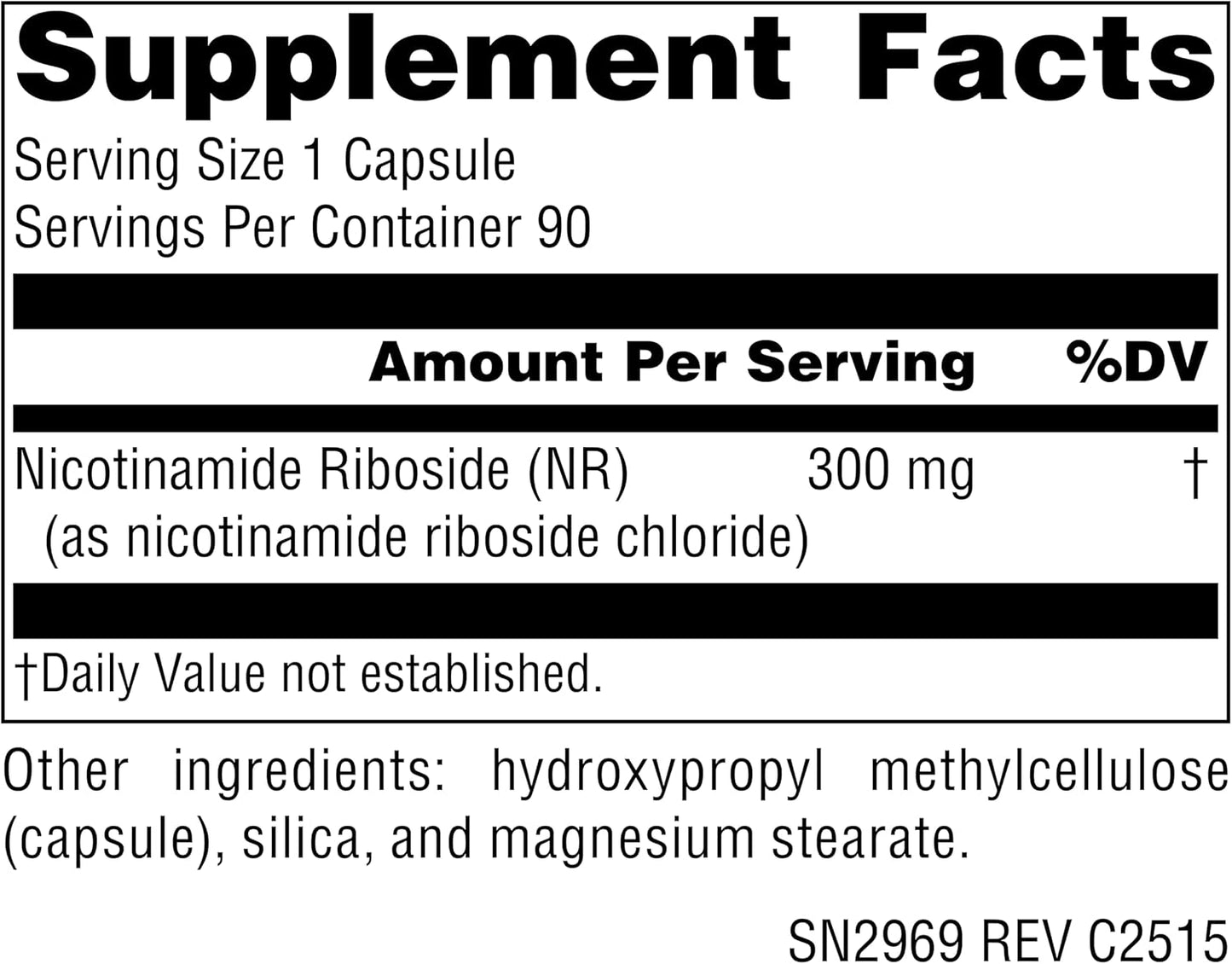 Source Naturals NR, Nicotinamide Riboside, Vegan Dietary Supplement for Mitochondria, Healthy Aging, Cells & Energy*, Premier Fuel for NAD+ Levels, 300 mg - 90 Vegan Capsules