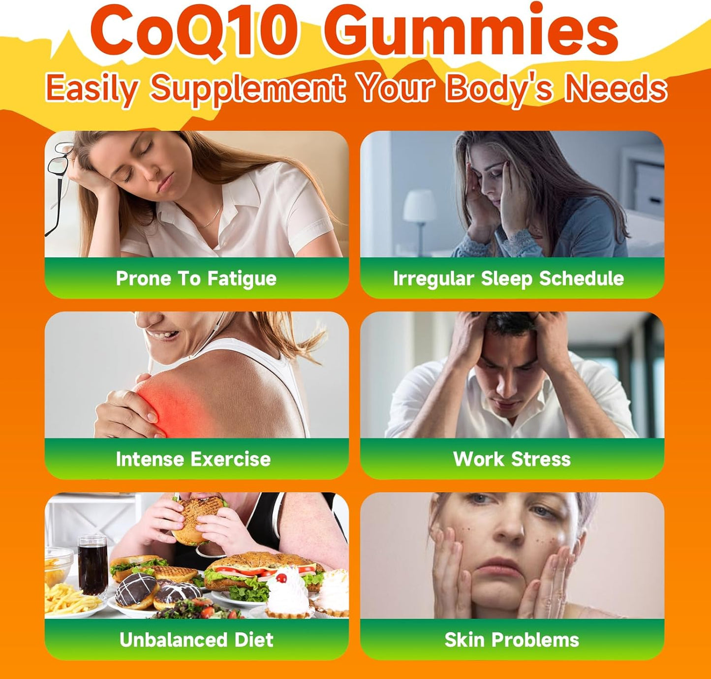 2 Packs CoQ10 Gummies 250mg, Plus Omega-3, Vitamin B3 & Zinc, Magnesium - High Absorption Coenzyme Q10 Supplements for Heart Health, Cellular Energy, & Antioxidant Support, 120 Count