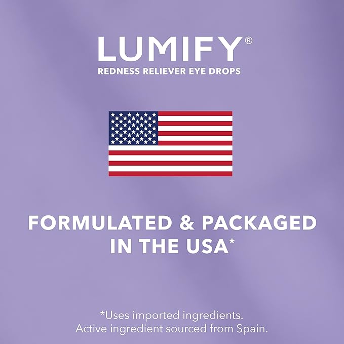 LUMIFY Eye Drops for Red Eyes, Redness Reliever for Brighter Looking Eyes, Works in 1 Minute & Lasts Up to 8 Hours, Eye Drops, 0.25 Fl Oz (7.5mL)