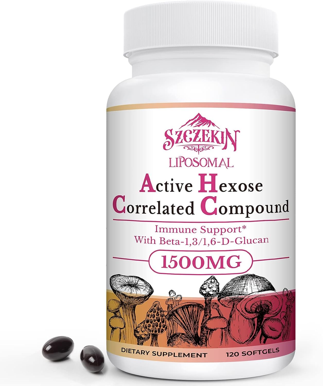1500mg Liposomal Active Hexose Correlated Supplement,120 Soft Gels Beta-Glucans with Natural Mushroom Extract, Immune System, Liver Function, Maintain T-Cell & Killer Cell Activity