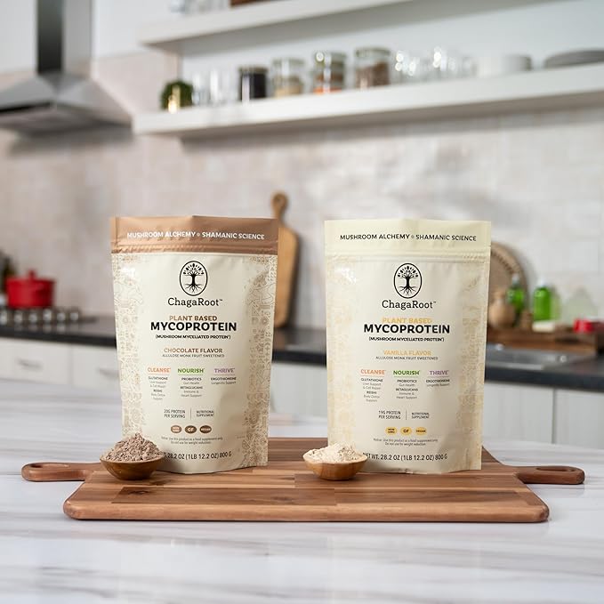 Mycoprotein Mushroom Protein Powder, Vanilla - 19g of Vegan Protein, Plant Based, Superfood, Master Blend of Chaga, Reishi, Turkey Tail, Shiitake, Lions Mane, Coffee, Smoothies (1.76 lb)