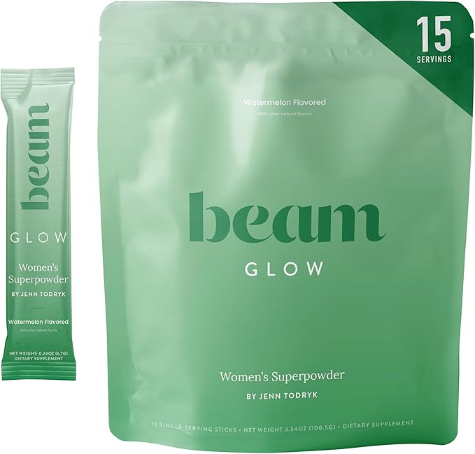 Beam Glow, Hormone Balance for Women, Cortisol Support for Women, Thyroid Support Powder with Selenium, Bromelain and Chasteberry, PMS Relief, Hair Skin & Nails, Health and Wellness Gift, 15 Servings