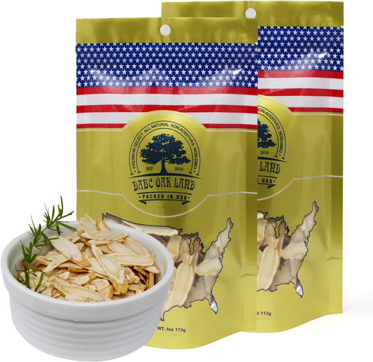 2 Bags American Ginseng Slices from Wisconsin, DOL American Wisconsin Ginseng Slices Root for Tea, Energy for Men Women Health Boosts Immunity, Gluten Free, 花旗参/西洋参 Long Strip 2 Bags of 4OZ, 8OZ