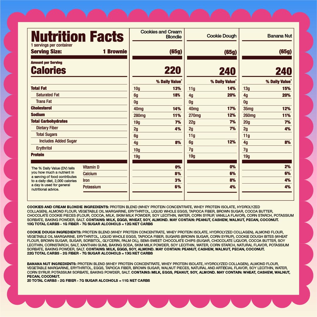 Prime Bites Protein Brownie from Alpha Prime Supplements | High Protein, Collagen Fortified Low Sugar Treat | Delicious Snack | 12 Bars per Box (Variety Pack)