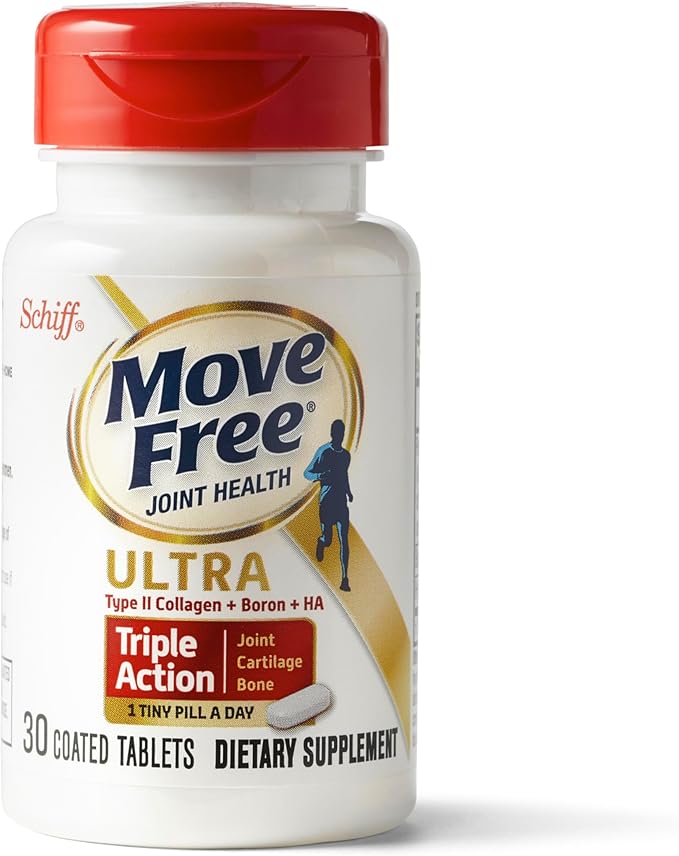 Move Free Ultra Triple Action Joint Support Supplement - Type II Collagen Boron & Hyaluronic Acid - Supports Joint Comfort, Cartiliage & Bones in 1 Tiny Pill Per Day, 30 Tablets (30 servings)*