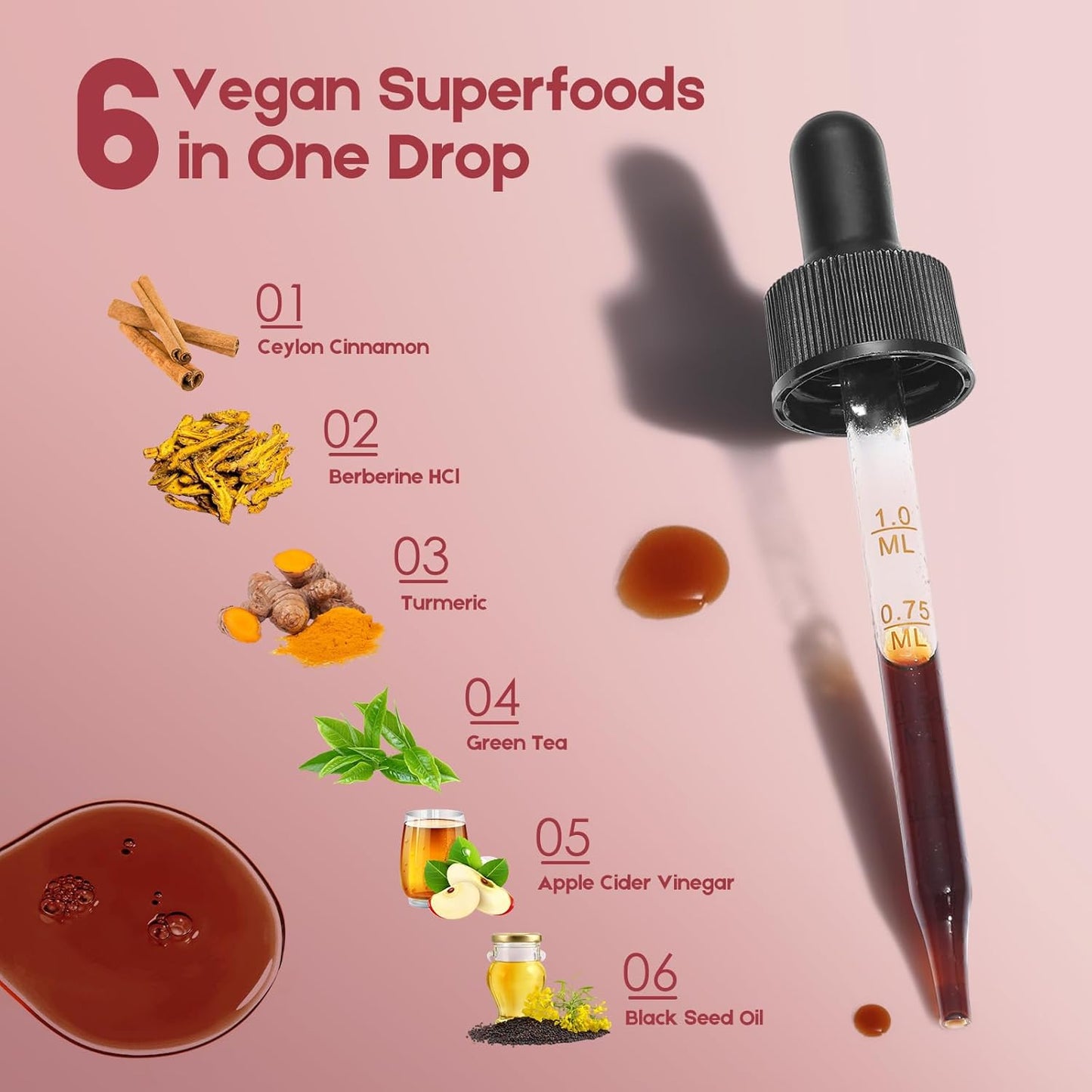 2 Pack Ceylon Cinnamon Berberine Bitter Liquid Drops Supplement with Turmeric,Green Tea,Apple Cider Vinegar,Black Seed Oil 4 FL OZ