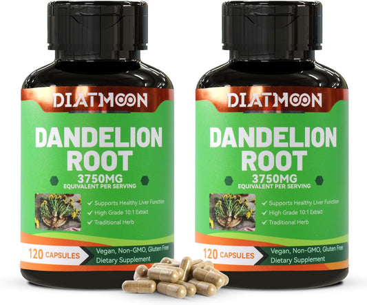 2Pack Dandelion Root Supplement 3750mg, 100% Vegetarian, Non-GMO, Gluten Free, 240 Capsules, 8 Month Supply