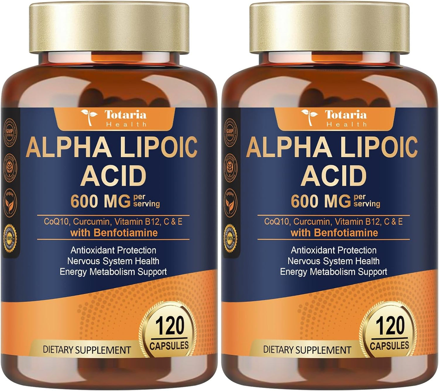 (2 Packs) Alpha Lipoic Acid 600mg with Benfotiamine 300mg - ALA Supplement for Neuropathy Support Nerve Health & Antioxidant, Cell Energy, Metabolism and Anti-Aging, Non-GMO, Gluten Free, Vegan