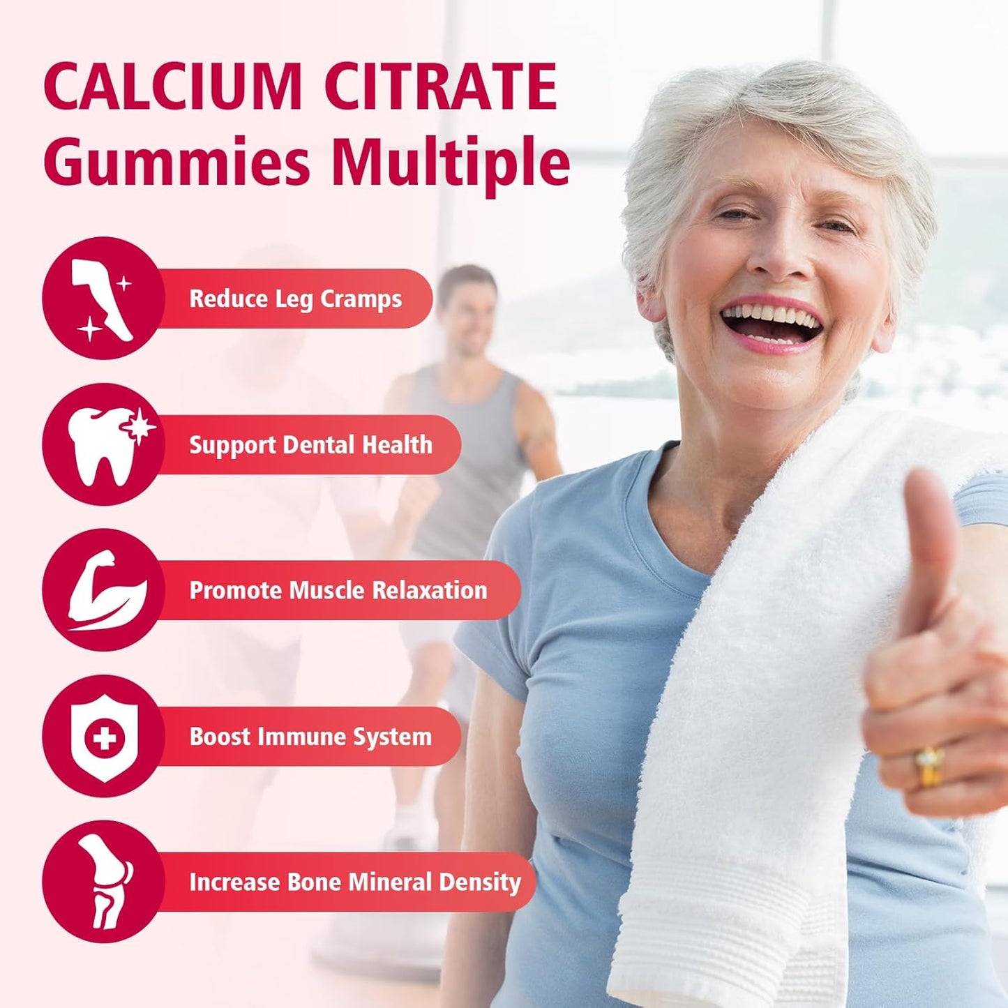 2 Packs High Absorption Calcium Citrate Gummies 1200mg - Bone & Teeth Support for Adults & Kids, Vegan Sugar-Free Gummies, Strawberry Flavor, 120 Count