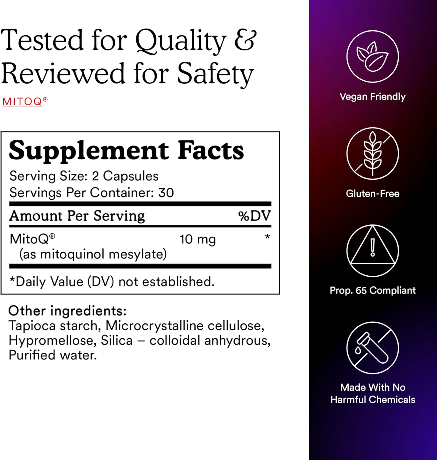 MitoQ Pure Advanced Mitochondria Supplement Superior Bioavailability to CoQ10 | Reduces Free Radical Damage for Healthy Aging, Metabolism, Heart Health, Energy, Strength & Mobility