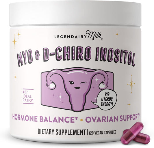 Legendairy Milk Pure Inositol Supplement - Myo Inositol and D-Chiro Inositol Capsules - Ideal 40:1 Ratio - Ovarian & Fertility Support for Women - 30 Day Supply