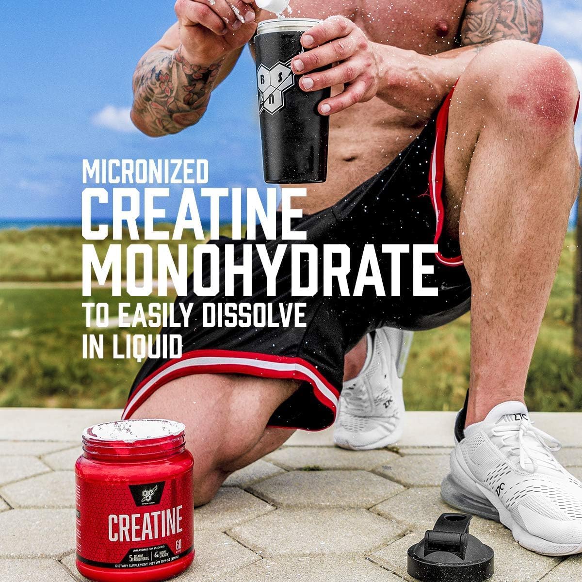 BSN Micronized Creatine Monohydrate Powder, Unflavored, 60 Servings, Supports Muscle Strength, 5g (5000mg) per Servings,Pure & Gluten Free, 5g (5000mg) per Servings