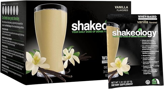 BODi Shakeology Whey-Based Protein Powder – Gluten-Free Superfood Shake with Vitamins & Minerals – Helps Support Healthy Weight Loss & Gut Health, Vanilla, 14 Individual Packets