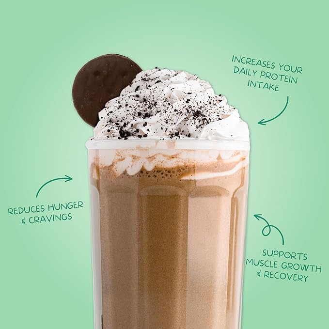 Clean Simple Eats Whey Protein Powder, Mint Chocolate Cookie Flavor, Naturally Sweetened, 100% Grass Fed Protein Powder with Digestive Enzymes, No Artificial Ingredients, Gluten Free, 10 Stick Packs