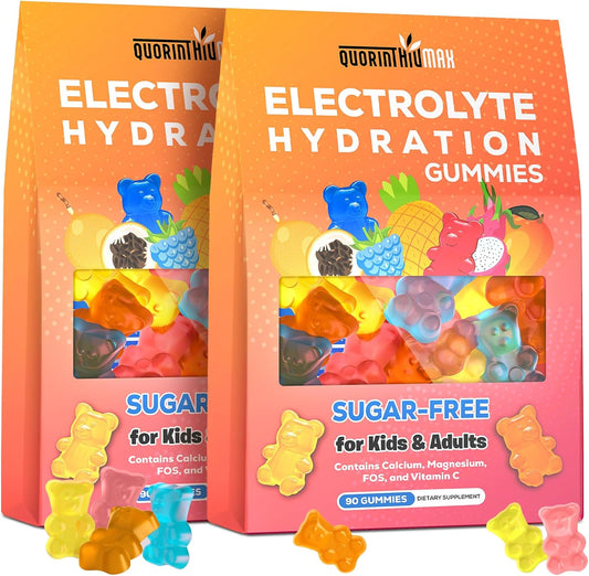 Electrolyte Gummies Sugar Free | Electrolyte Hydration Energy Gummies for Running & Sports - Energy Chews with Calcium & Vitamin C for Kids & Adults, Multiple Mixed Flavors, Gluten-Free, 180 Count