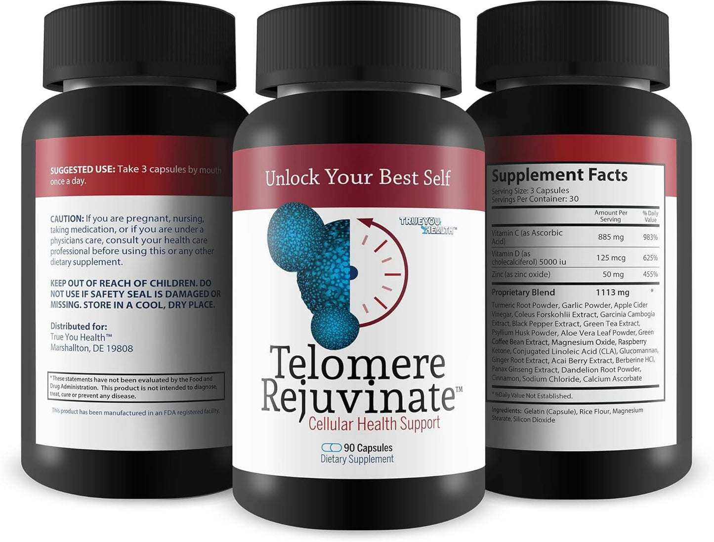 Telomere Rejuvinate - Our Best Telomere Support Supplement for Telomere Length - Telomere Supplements for Longer Telomeres Anti Aging - The Telomere Lengthening Supplements - Nad Supplement Powder Cap