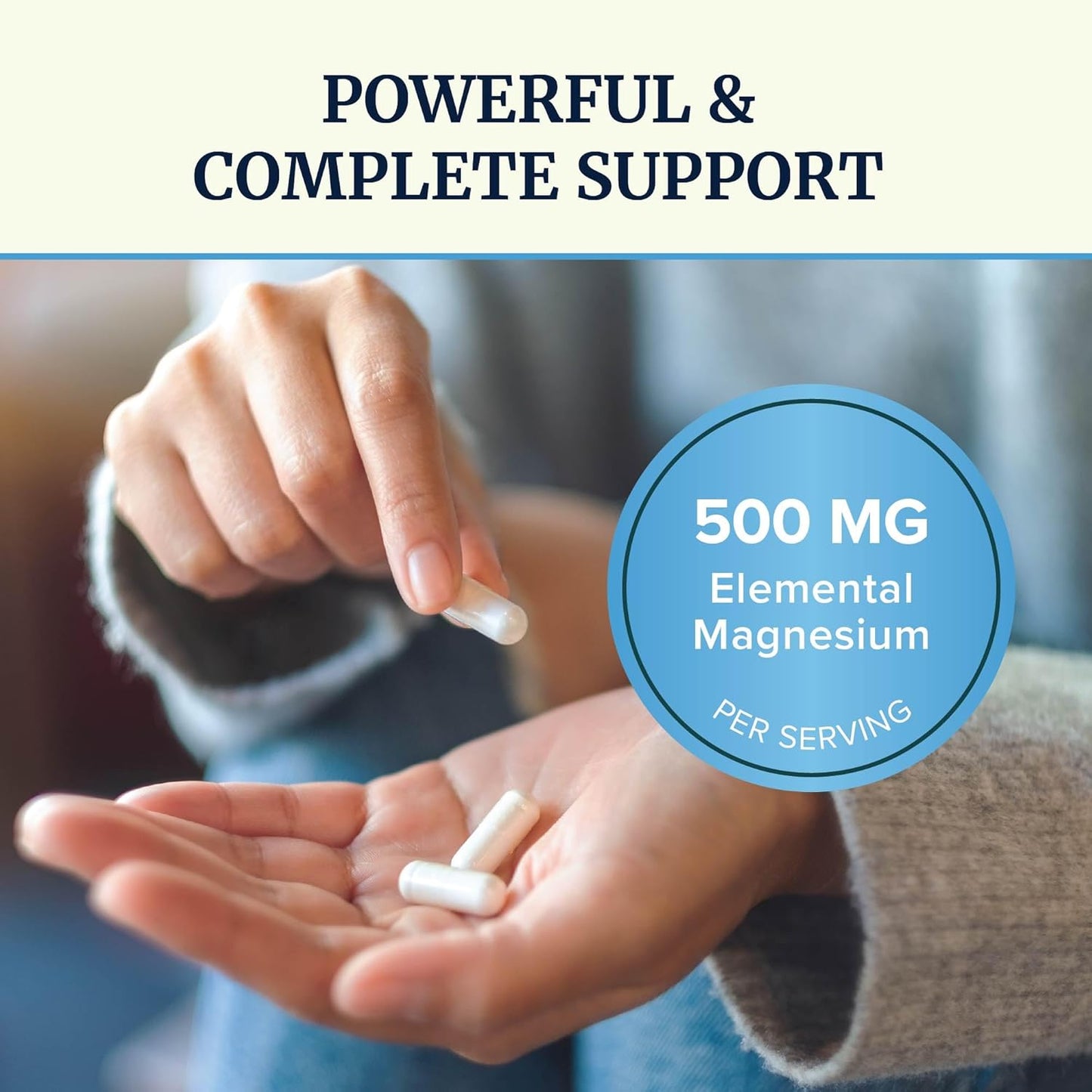 10 in 1 Magnesium Complex Supplement 500MG | Magnesium Citrate, Mag Glycinate, Malate & More | High Absorption Mag Complex with Vitamin B6 | Bone, Muscle & Heart Health Support | Non-GMO | 60 Ct.