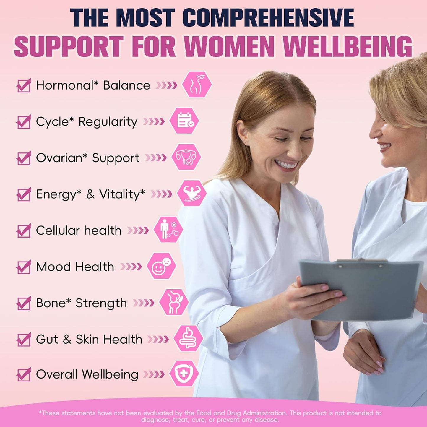 Myo-Inositol & D-Chiro Inositol Supplement for Women, Ideal 40:1 Ratio, w/Berberine, Multivitamin, DIM, Calcium, 2050 mg inositol for Hormone Balance, Ovarian Function*, Overall Health, 120 Ct.