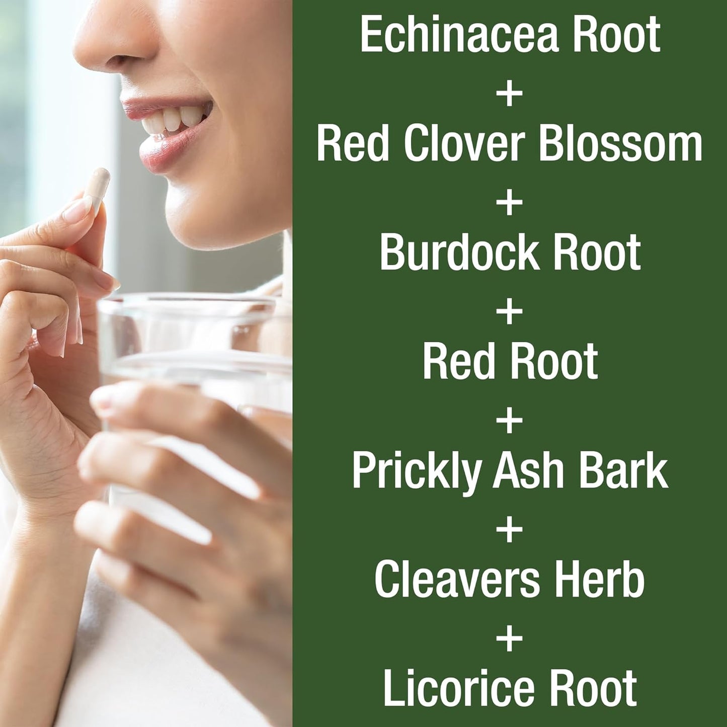 Lymphatic Drainage Supplement. 7-in-1 Lymph System Support Capsules to Detox & Cleanse. With Vegan Ingredients Echinacea Root, Red Clover Blossom, Burdock Root, Red Root, Licorice Root for Women, Men