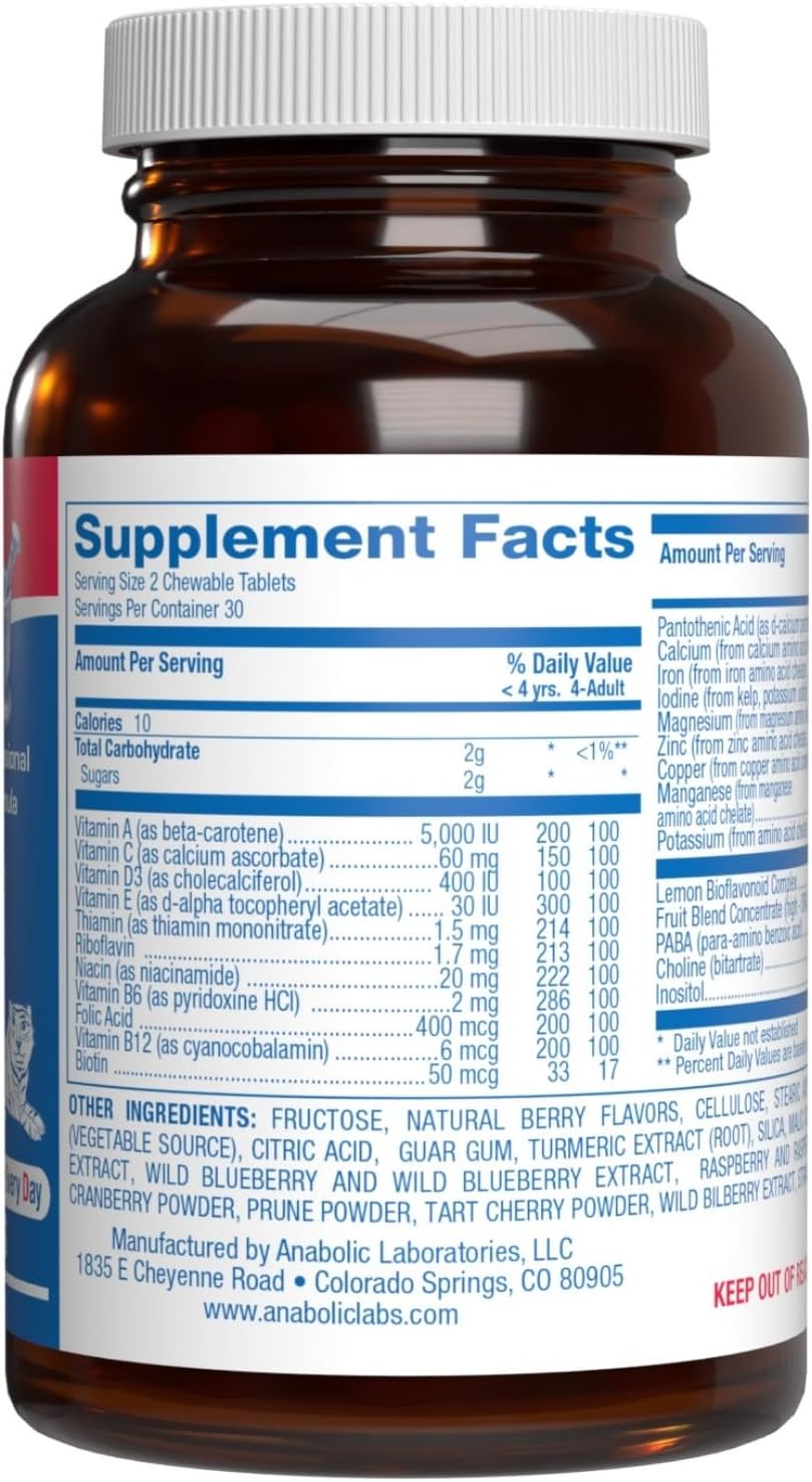 25-in-1 Kids Chewable Multivitamin - Clinically Formulated Kids Multivitamin with Iron Magnesium Vitamins A B Complex C D E Antioxidant Rich Fruit Extracts & More - Made in The USA - 1 Month Supply