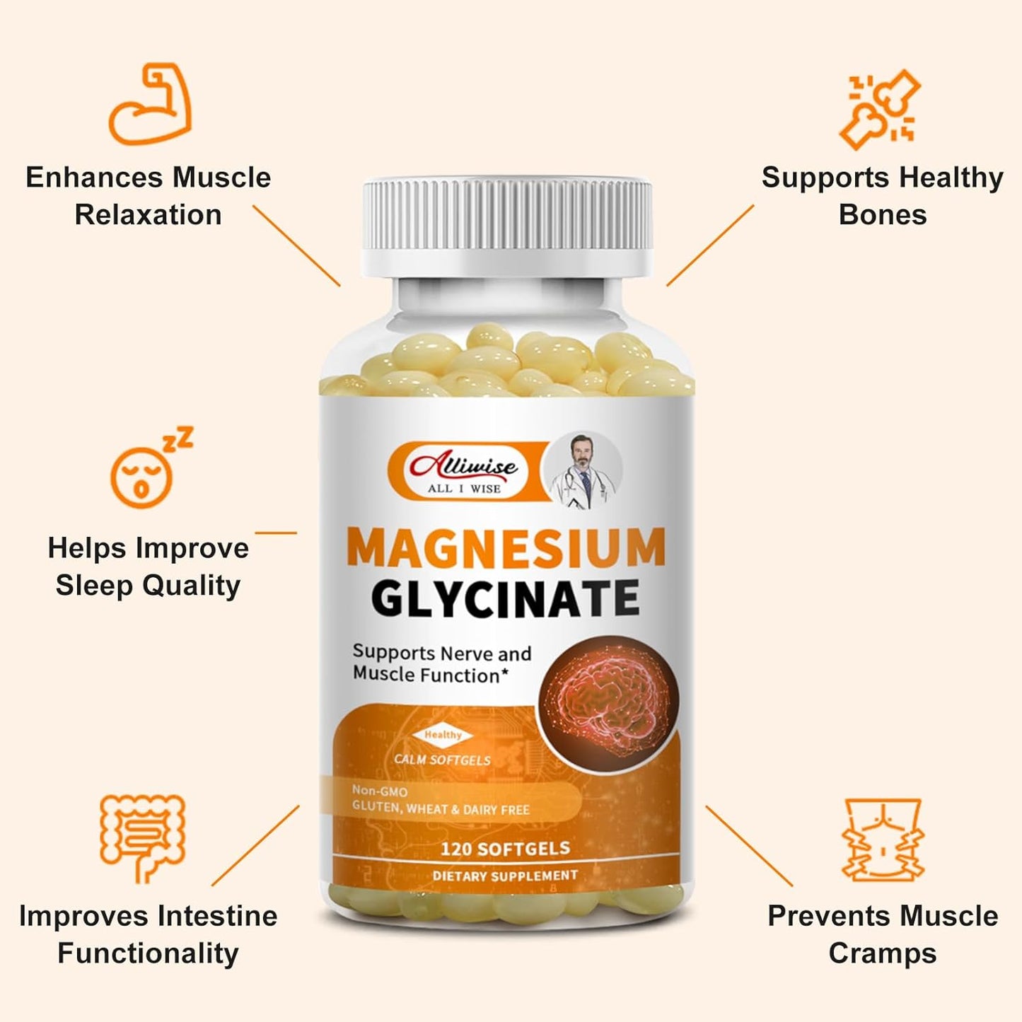 2pack Magnesium Supplement Softgels, Easy Absorption Magnesium Glycinate 400mg with Vitamin B6,D3, High Bioavailability Magnesium for Sleep & Calm Support, Nervous, Muscle & Bone Health,240count