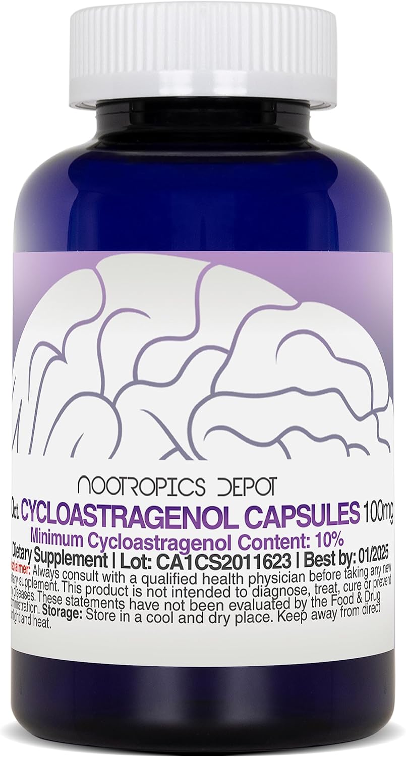 Nootropics Depot Cycloastragenol 10% Capsules | 100mg | 30 Count | Astragalus membranaceus | Cellular Health, Immune Support, Lengthens Telomeres