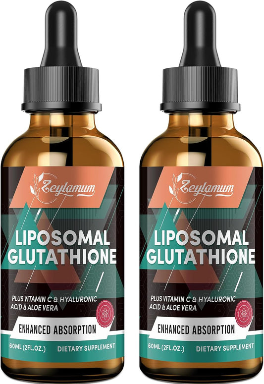 2000MG Liposomal Glutathione Liquid Drops, Ultra High Absorption, Natural Detoxification, Immune System & Skin Supprot*, L-Glutathione, Vitamin C & Hyaluronic Acid, Capsules Alternative, 4.05 OZ