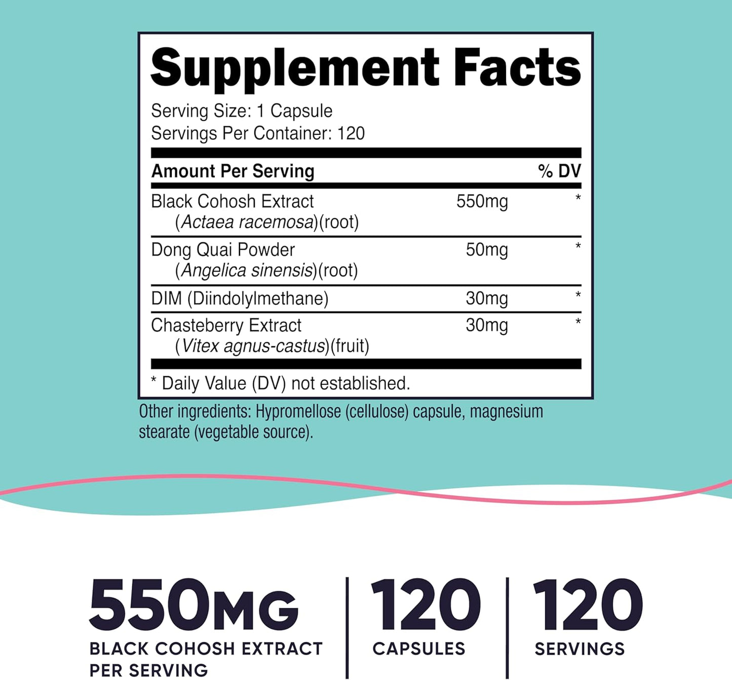 Nutricost Black Cohosh for Women 660mg, 120 Capsules - with Don Quai, DIM, and Chaste Berry, Veggie Caps, Non-GMO, Gluten Free