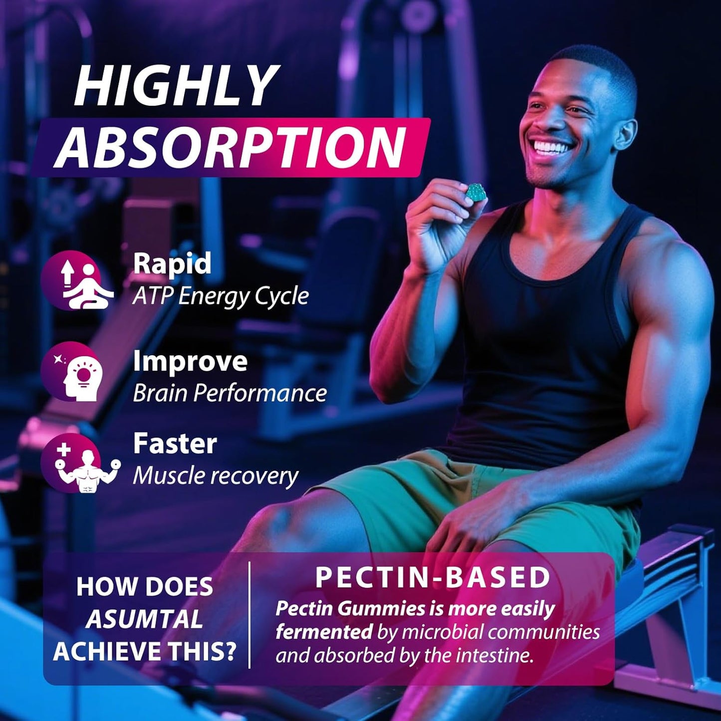 Creatine Monohydrate Gummies Complex 8500 MG for Men & Women, Creatine Monohydrate Supplement for Muscle Growth, Strength & Energy Support, Pre Workout Gummies 120 Count Blueberry