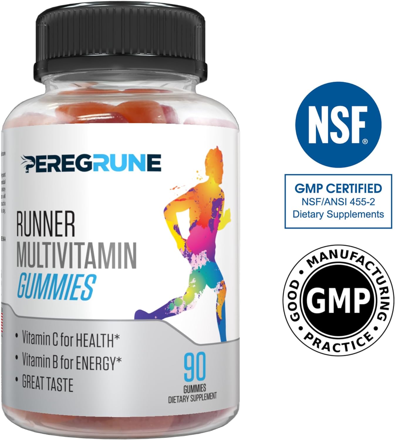 Runner Multivitamin Gummies - Daily Vitamin for Running with Vitamins A, C, D, E, and B Complex – 50% Less Sugar – Antioxidants, Recovery, Endurance, and Energy Gummy – Certified Running Sup