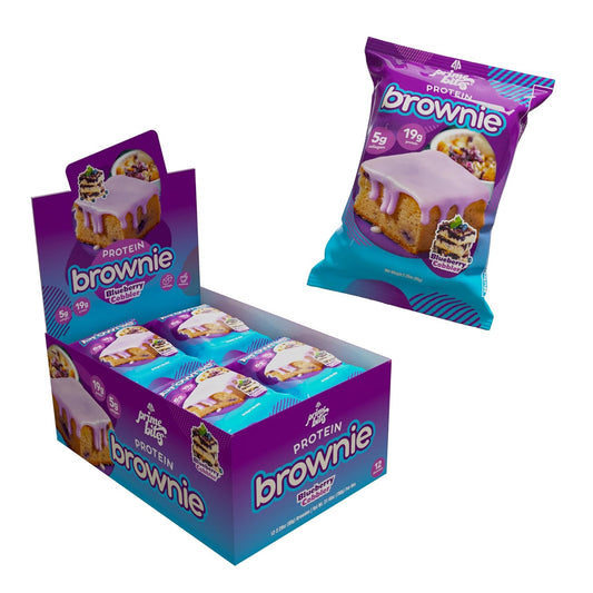 Prime Bites Protein Brownie from Alpha Prime Supplements | High Protein, Collagen Fortified Low Sugar Treat | Delicious Snack | 12 Bars per Box (Blueberry Cobbler)