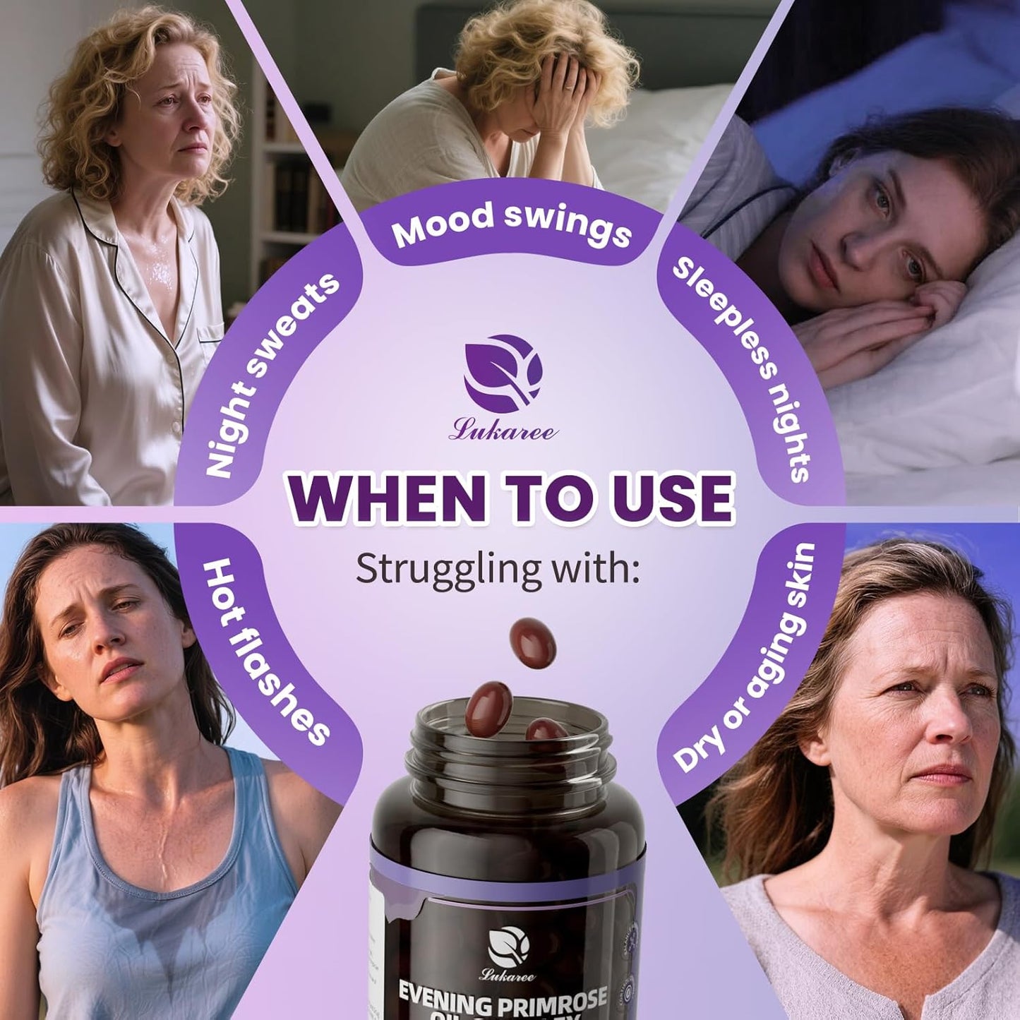 2 Pack Evening Primrose Oil Complex for Women – Hormone Wellness with Cold-Pressed EPO, 10% GLA, Sage, Fulvic Acid, L-Theanine – Cyclical Balance, Mood, Skin & Immune Health, 180 Softgels