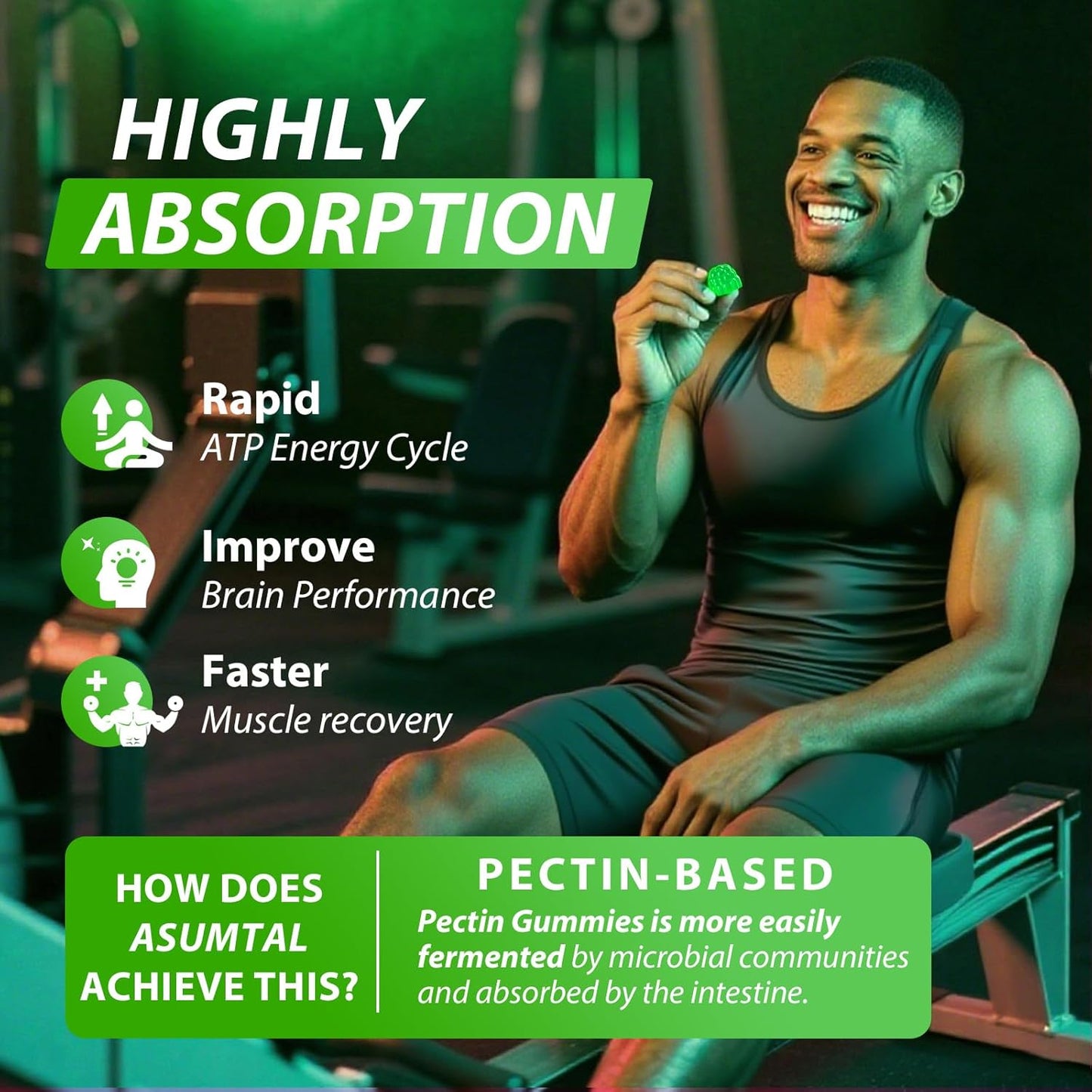 Creatine Monohydrate Gummies Complex 8500 MG for Men & Women, Creatine Monohydrate Supplement for Muscle Growth, Strength & Energy Support, Pre Workout Gummies 120 Count Green Apple Flavor