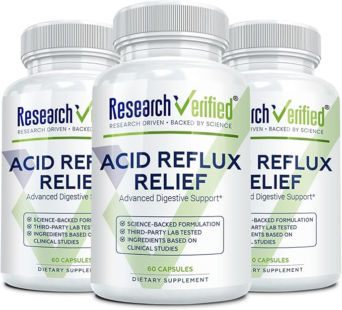 Research Verified Acid Reflux Relief - Soothe GI Problems - Melatonin, 5-HTP, Marshmallow Root - 180 Capsules - Vegan