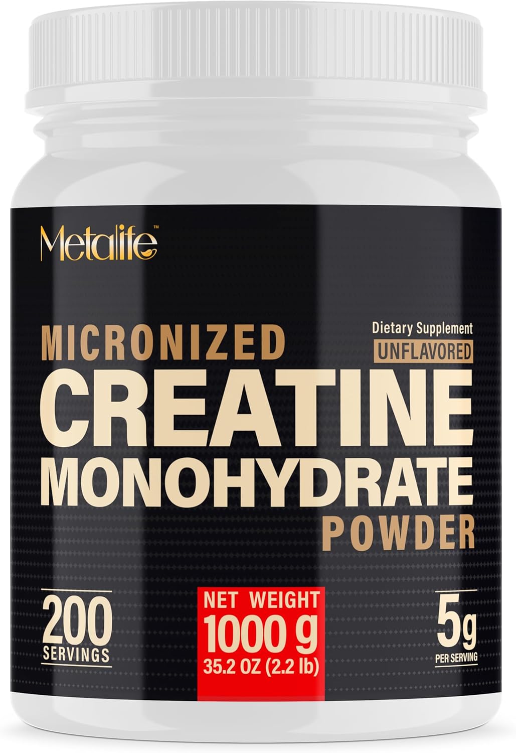 100% Pure Creatine Monohydrate Powder, Canada-Made, 1000 g (200 Servings) Micronized Powder, Muscle Growth, Unflavored, Ideal for Athletes & Fitness Enthusiasts, Third party lab tested, Vegan