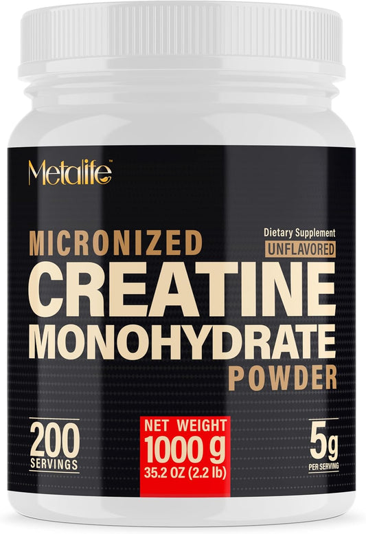100% Pure Creatine Monohydrate Powder, Canada-Made, 1000 g (200 Servings) Micronized Powder, Muscle Growth, Unflavored, Ideal for Athletes & Fitness Enthusiasts, Third party lab tested, Vegan