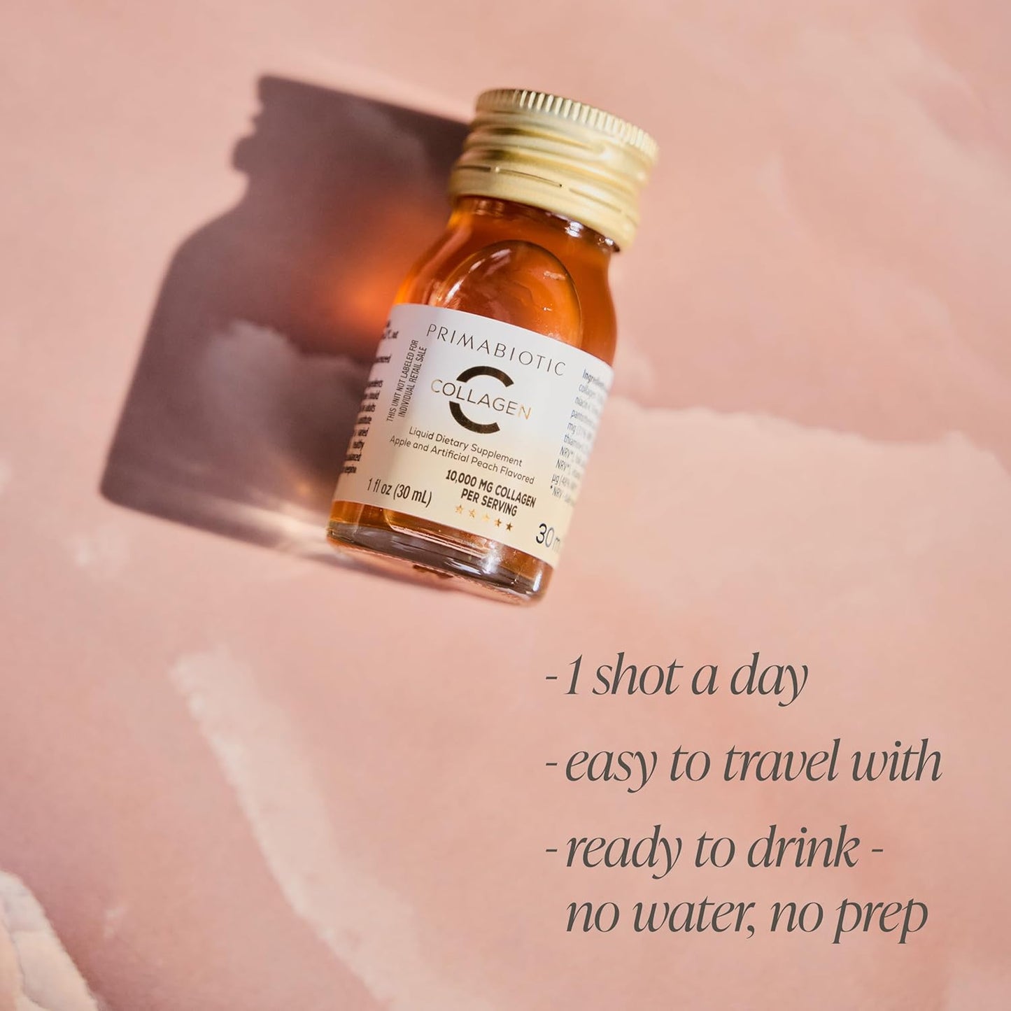 PRIMABIOTIC Liquid Collagen - High Collagen Content [10,000 Mg] Per Serving - Hydrolyzed Collagen and 12 Vitamins - Gluten Free- 900 Ml - Pack of 30 Bottles x 30 Ml (1)