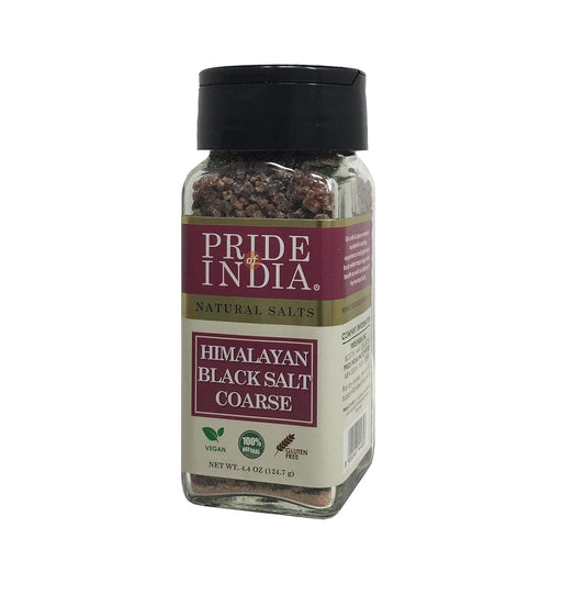 Pride Of India- Himalayan Black Rock Salt, Coarse Grind, (4.4 oz)- Kala Namak, Contains 84+ Minerals, Perfect for Cooking, Tofu Scrambles