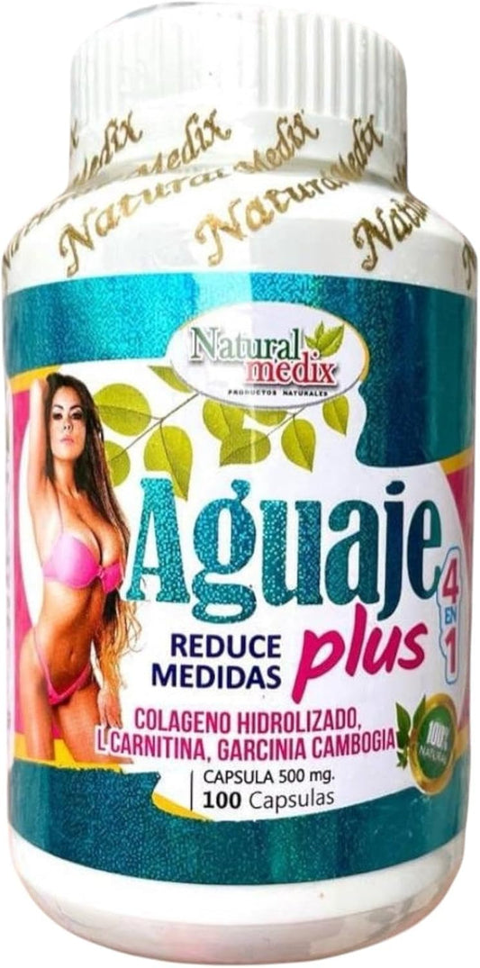 Aguaje Plus 4 in 1- Peruvian Female Health Supplement - Powerful Curves, Shape -Natural -100 Capsules -Natural Medix