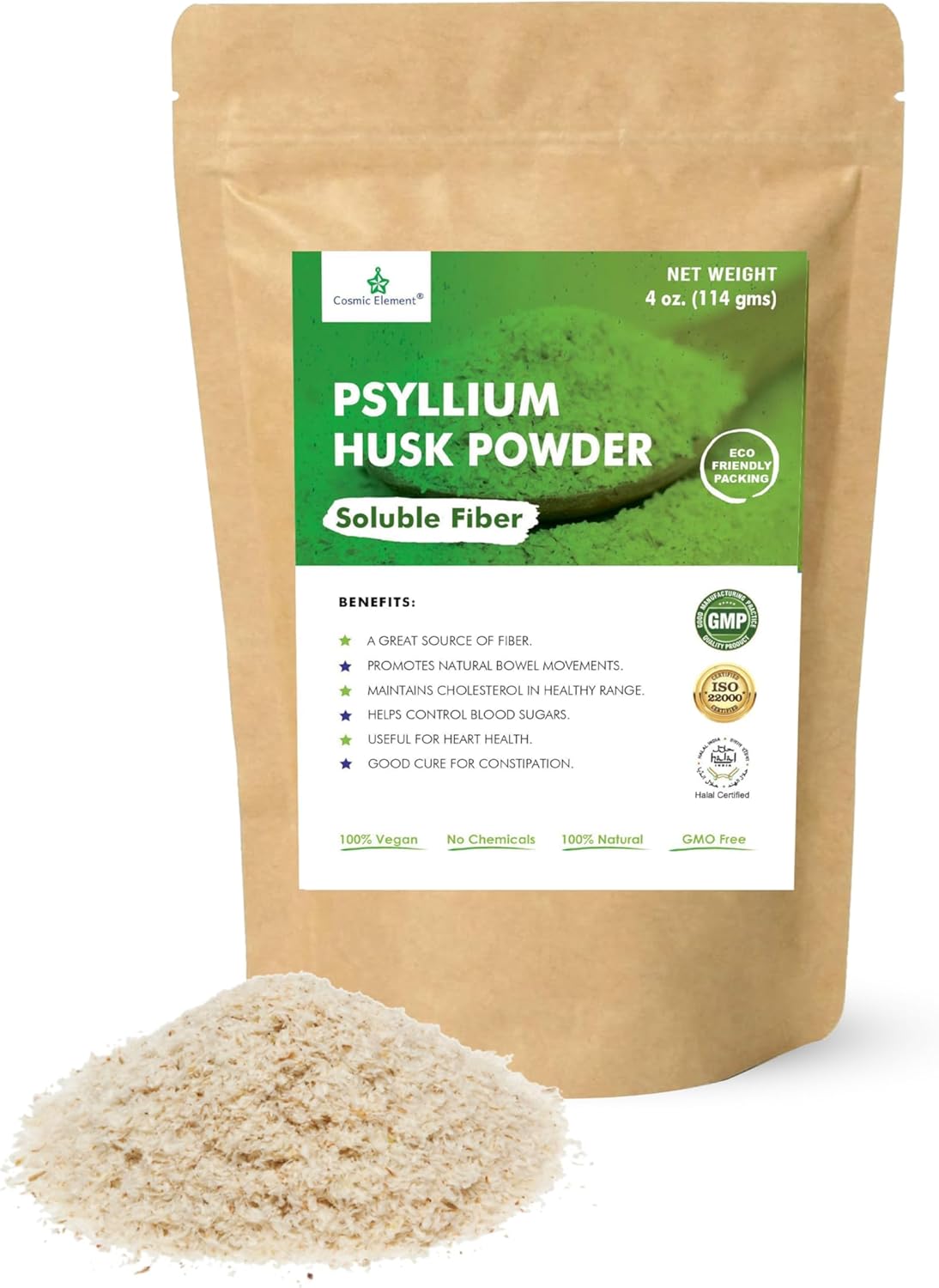 100% Pure Psyllium Husk Powder Organic – Finely Ground Fiber Supplement for Regularity & Keto | Psyllium Husk Powder for Baking and Gluten-Free Bread – 4 oz