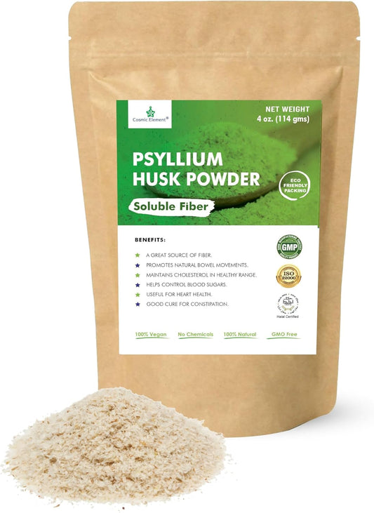 100% Pure Psyllium Husk Powder Organic – Finely Ground Fiber Supplement for Regularity & Keto | Psyllium Husk Powder for Baking and Gluten-Free Bread – 4 oz