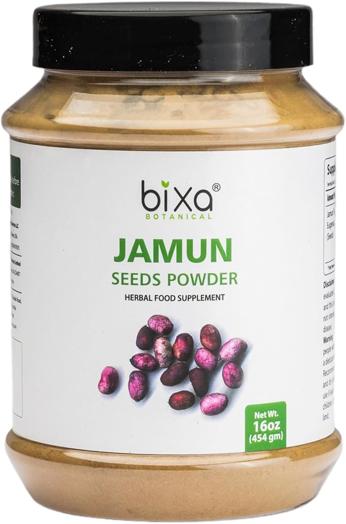 bixa BOTANICAL Jamun Seed Powder | Supports Blood Sugar and Pancreatic Health | Eugenia Jambolana |1 Pound / 16 OZ | Ayurvedic Herbal Supplement| Gluten Free, Non-GMO, Steam Treated, Vegan, 100% Pure