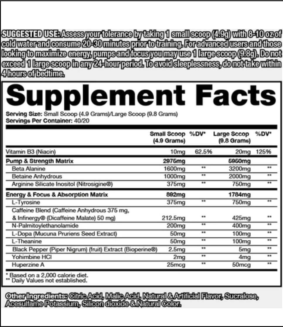 DRAGON PHARMA Venom Extreme Potency Pre-Workout, Laser Sharp Focus + Energy, Intense Performance, Proven Ingredients for Enhanced Vasodilation & Endurance (40 Servings, Caipirinha)